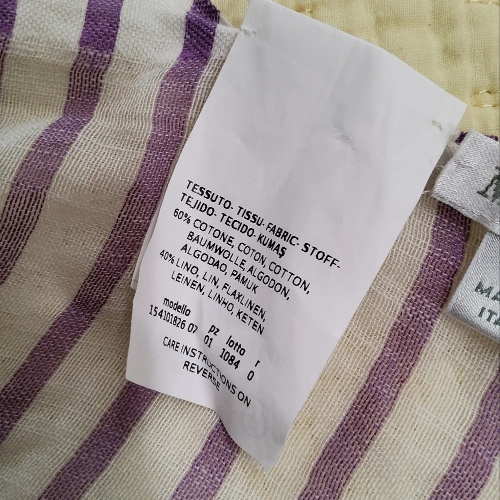 Max Mara Linen Blend Striped Purple and White Scarf